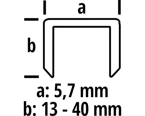 Abmessungsskizze eines U-Profils mit einer Breite von 5,7 Millimetern und einer Höhe zwischen 13 und 40 Millimetern
