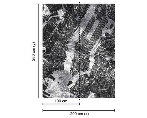 Abbildung einer Fototapete mit einem Stadtplan von New York City, Maße 260 x 200 cm