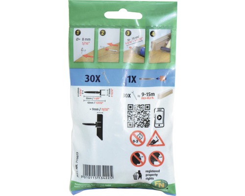 Unité d''emballage avec vis et cheville