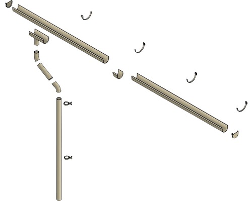 Kit de gouttières avec gouttières, tuyaux et accessoires pour le drainage de toit