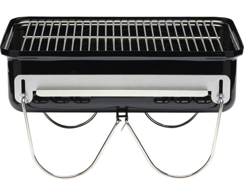 Schwarzer Holzkohlegrill mit Grillrost und Edelstahlbeinen