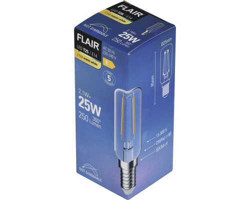 FLAIR LED Lampe T25 klar E14/2,1W(25W) 250 lm 2700 K warmweiss - HORNBACH