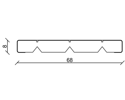 Dessin technique d''un profilé mesurant huit sur 68 millimètres