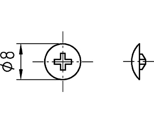 Dessin technique vis à tête fraisée d''un diamètre de 8 millimètres