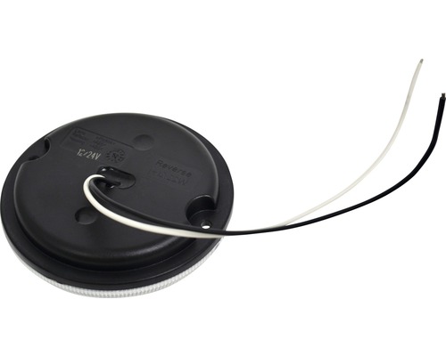 Rückansicht einer runden Rückfahrleuchte mit Kabel