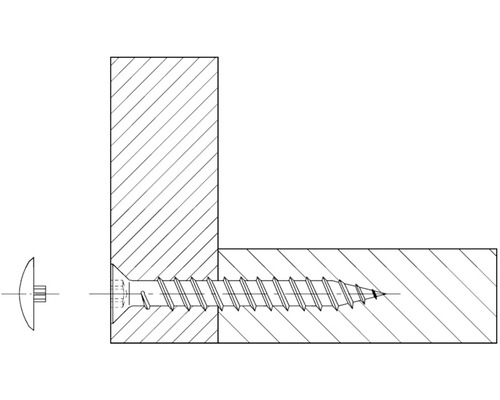Illustration d''une vis à bois fixant deux pièces de bois