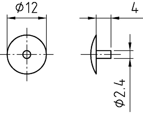 Dessin technique d''un rivet avec indications de dimensions