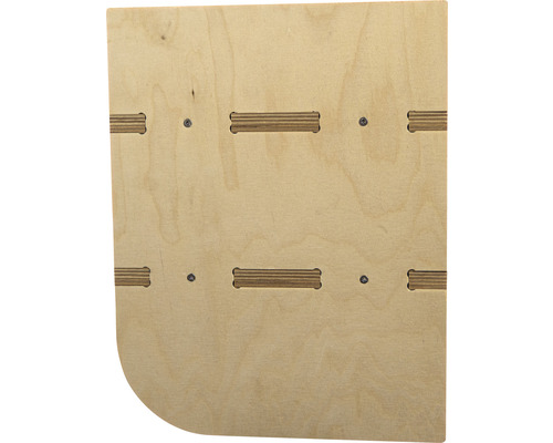 Panneau en bois avec coin arrondi et assemblages rainure languette