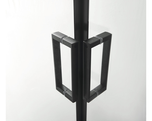 Schwarze rechteckige Duschkabinentürgriffe