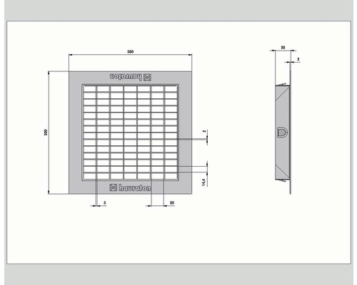 Technische Zeichnung eines Hofablaufs mit Maßen