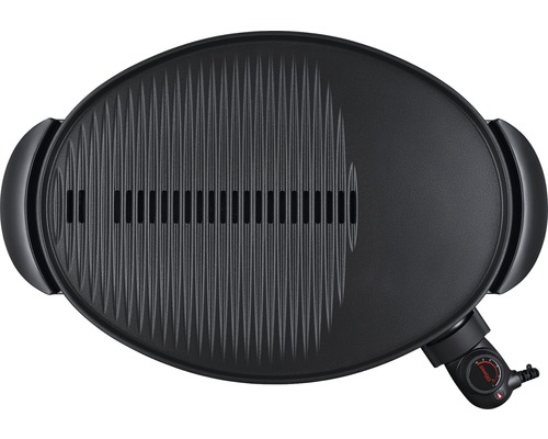 Elektrischer Tischgrill mit geriffelter Grillfläche und Temperaturregler
