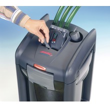 Filtre externe d''aquarium avec tuyaux et main pour actionner le levier