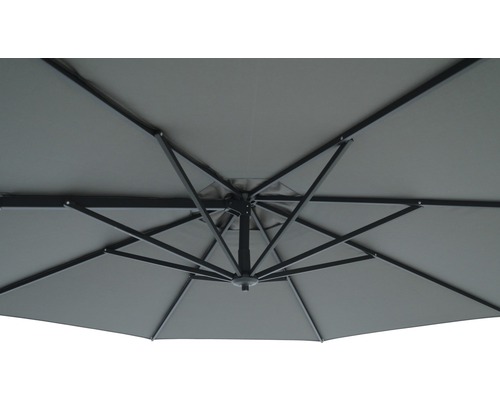 Innenansicht eines geöffneten Sonnenschirms mit Gestell