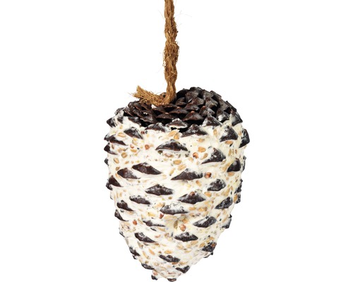 Maison pour oiseaux en forme de pomme de pin avec suspension par corde