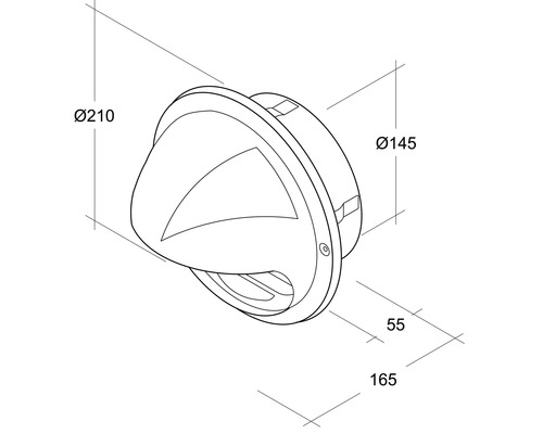 Technische Zeichnung einer Aussenleuchte mit Massangaben