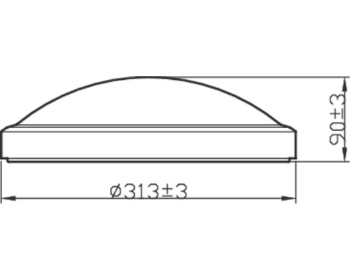 Dessin technique d''un couvercle avec les dimensions diamètre 313 millimètres et hauteur 90 millimètres
