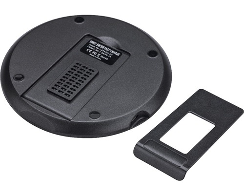 Unterseite einer runden kabellosen Ladestation mit abnehmbarer Halterung