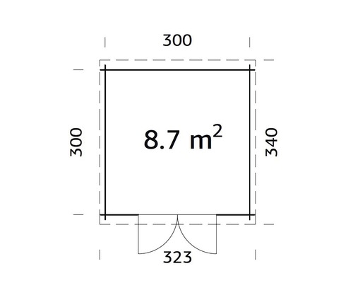 Plan d''un abri de jardin avec indication des dimensions.