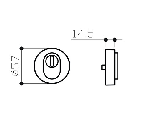 Dessin technique d''un cylindre avec des dimensions de 57 millimètres et 14,5 millimètres