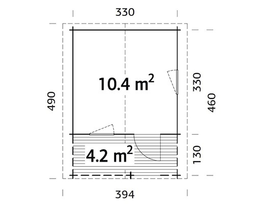 Plan d''un abri de jardin avec indications de taille.