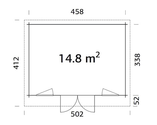 Plan d''un abri de jardin avec indications de dimensions en mètres