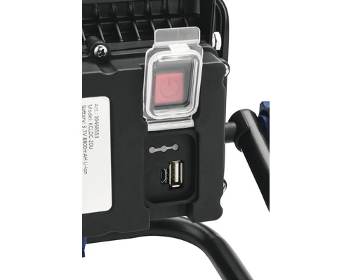 Vue détaillée d''un projecteur LED avec interrupteur et port USB