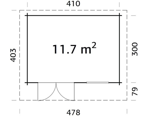 Plan d''un pavillon de jardin avec indication de la surface et des dimensions
