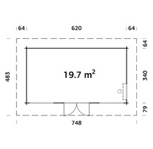 Gartenhaus Palmako Heidi 19,7 m² inkl. Fussboden 748 x 450 cm natur