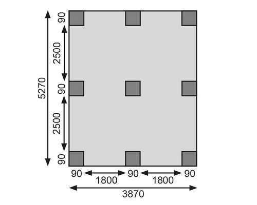Grundriss mit Maßangaben für ein Bauprojekt