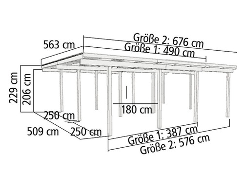 Technische Zeichnung einer Holzkonstruktion mit Maßangaben in Zentimetern
