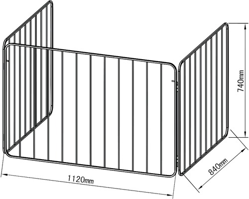 Schéma d''un pare-feu en trois parties avec dimensions