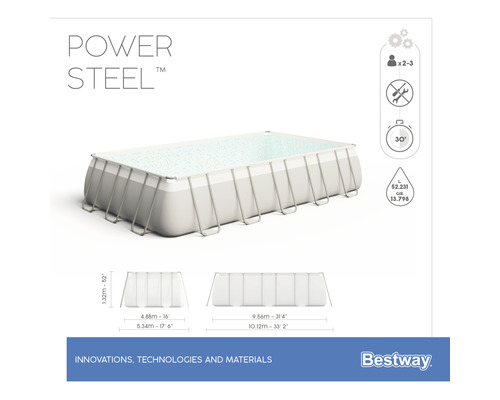 Piscine tubulaire Bestway Power Steel de 4,88 mètres sur 9,56 mètres et d''une hauteur de 1,32 mètre