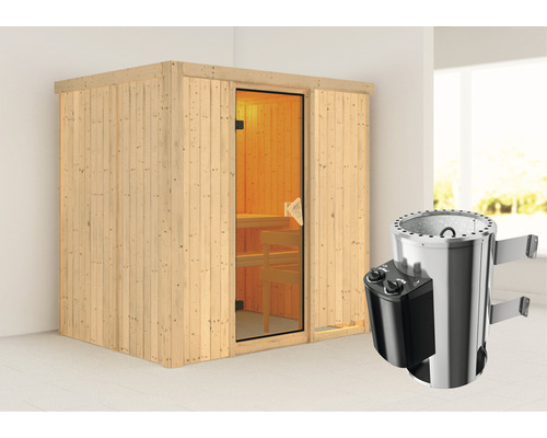 Sauna modulaire Karibu Wanja avec poêle 3,6 kW et commande intégrée, sans couronne