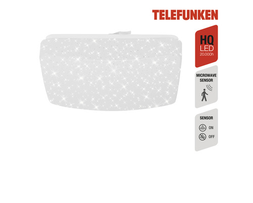 Logo Telefunken. Plafonnier LED avec motif étoilé et détecteur de micro-ondes.