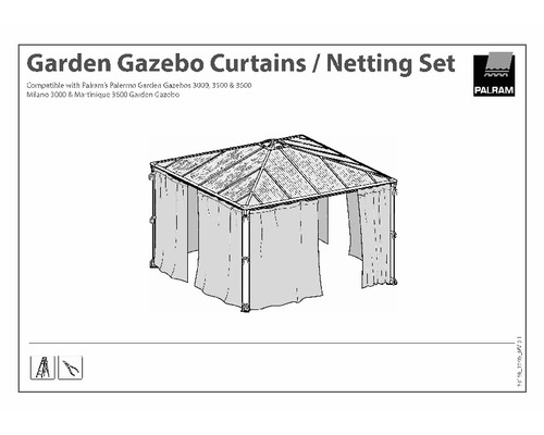 Pavillon PALRAM Palermo Premium 3000 Garden Gazebo set de rideaux inclus 295 x 295 cm anthracite