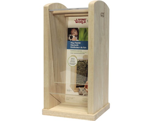 Râtelier à foin en bois avec le logo Living World