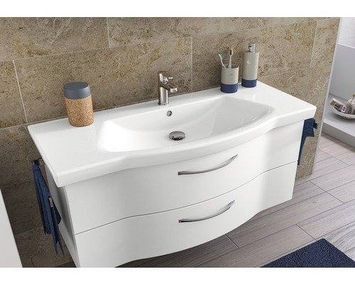 Badezimmer Waschbeckenunterschrank mit Becken, Armatur und Accessoires