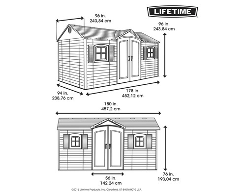 Dessin technique d''un abri de jardin avec dimensions