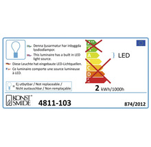 Étiquette d''efficacité énergétique avec des informations sur la source lumineuse LED intégrée et la consommation d''énergie