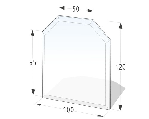Funkenschutzplatte Lienbacher Glas 6-eckig 100x120 cm mit Fase