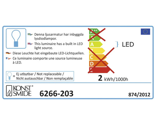 Energielabel mit Informationen zur LED-Leuchte