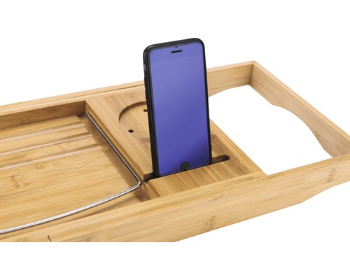 Badebrett aus Bambus mit Smartphonehalterung