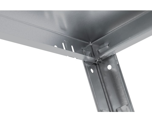 Vue détaillée d''un rayonnage métallique à emboîter