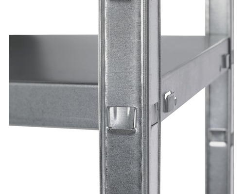 Gros plan d''un rayonnage métallique à emboîter