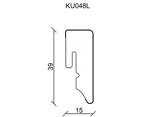 Dessin technique d''un profilé mesurant 39 mm sur 15 mm