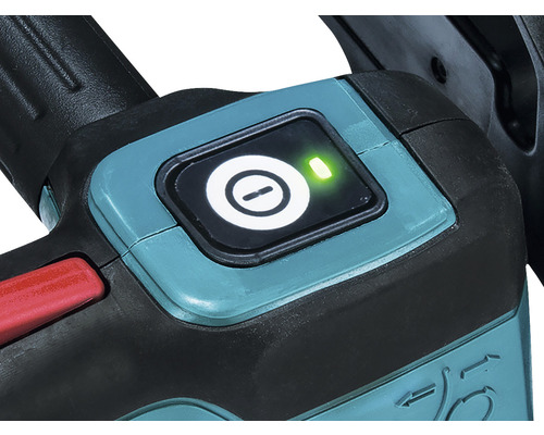 Vue détaillée du bouton marche/arrêt d''un taille-haie