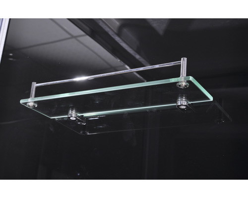 Étagère en verre avec garde-corps pour montage mural