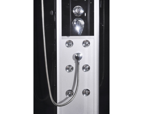 Panneau de douche avec robinetterie, pomme de douche et jets de massage