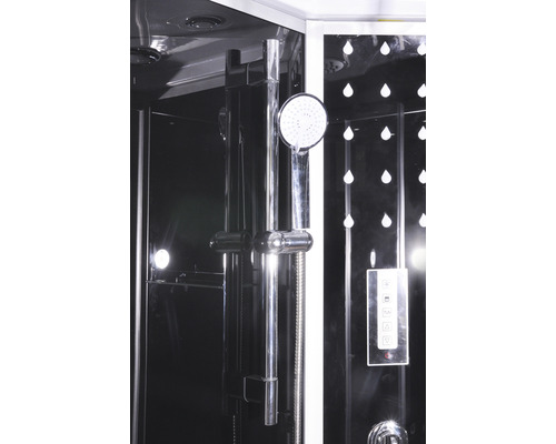 Cabine de douche avec barre de douche et douchette