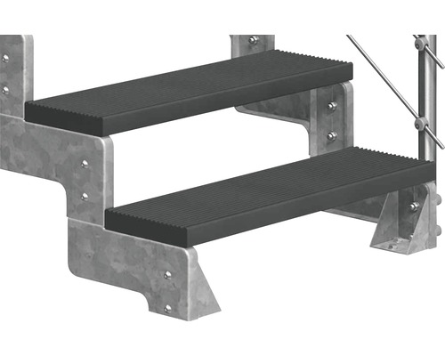 Treppe mit zwei Stufen und Metallstruktur